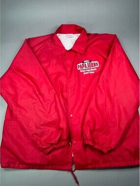Papa Johns Red Snap Front Windbreaker Jacket XXL
